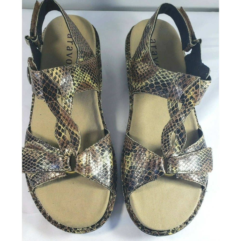 Women's Aravon Strappy Wedge Sandals Size 9 Snake